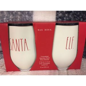 Rae Dunn Santa and Elf Wine Tumblers